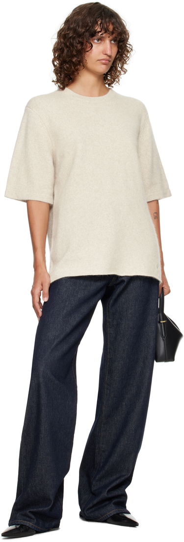 Sveter Loulou de Saison Loulou de Saison Raven Yak Blend Short Sleeve Sweater Béžová | RAVEN, 3