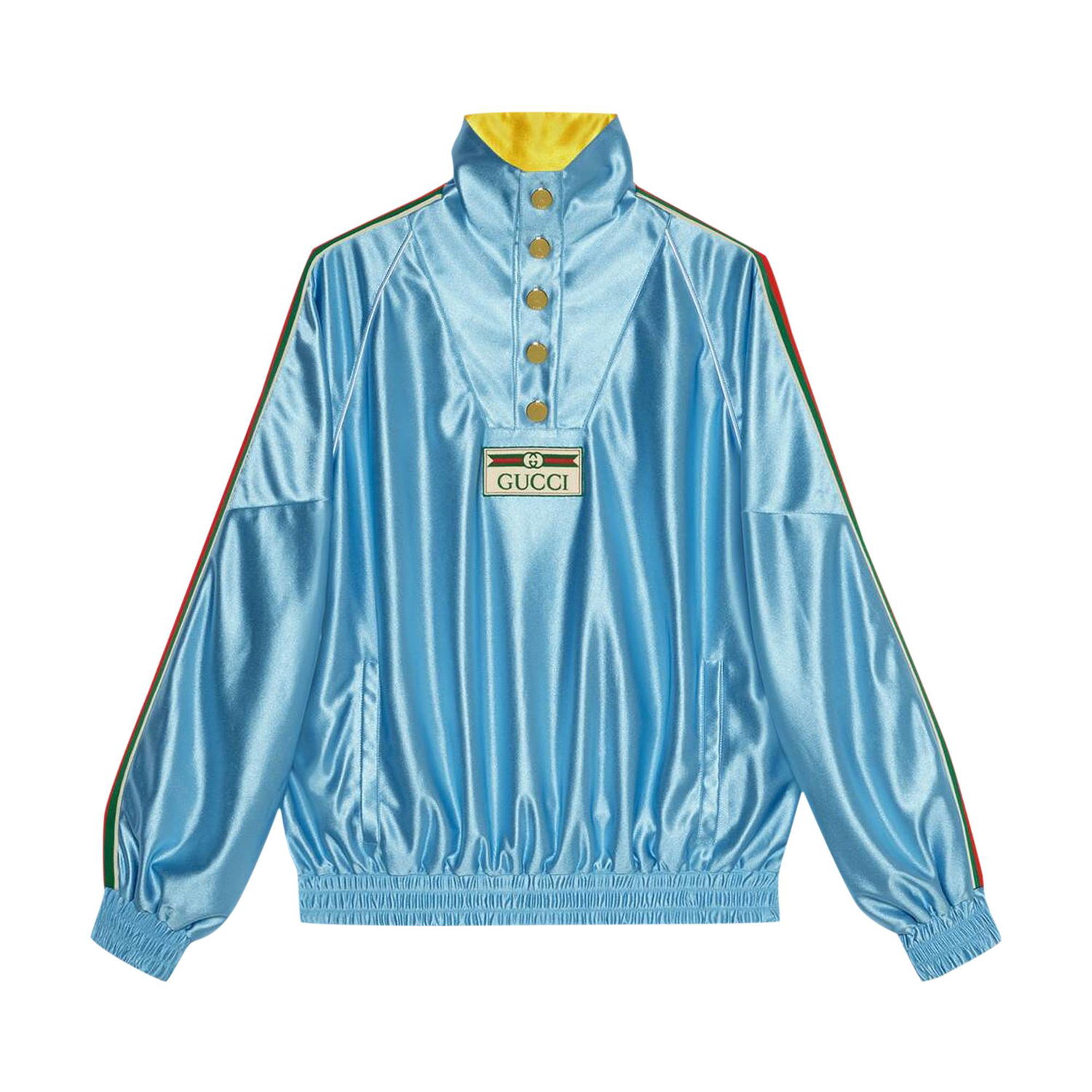 Mikina Gucci Shiny Jersey Sweatshirt With Web Modrá | 653372 XJDE6 4670, 1