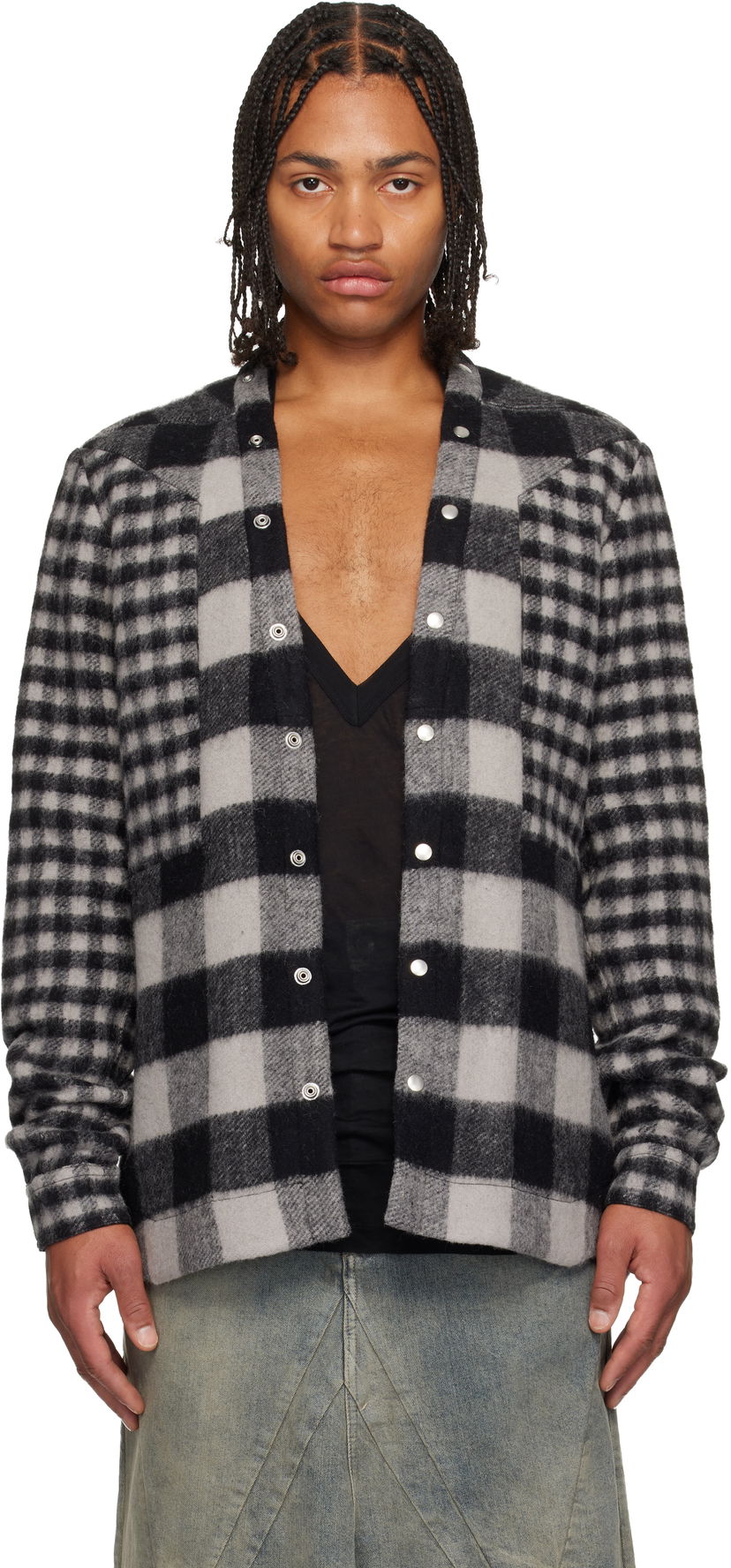 Košeľa Rick Owens Concordians Larry Fogpocket Plaid Flannel Overshirt with Snap Buttons Rôznofarebný | RU02E1757 WJPWMP
