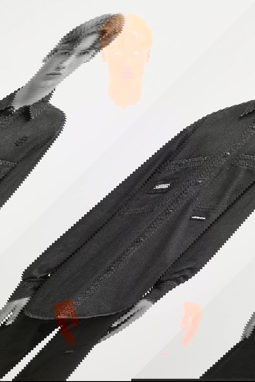 Košeľa AAPE by A Bathing Ape AAPE Now Long Relaxed Denim Shirt Čierna | AAPSTM8511XXO, 0