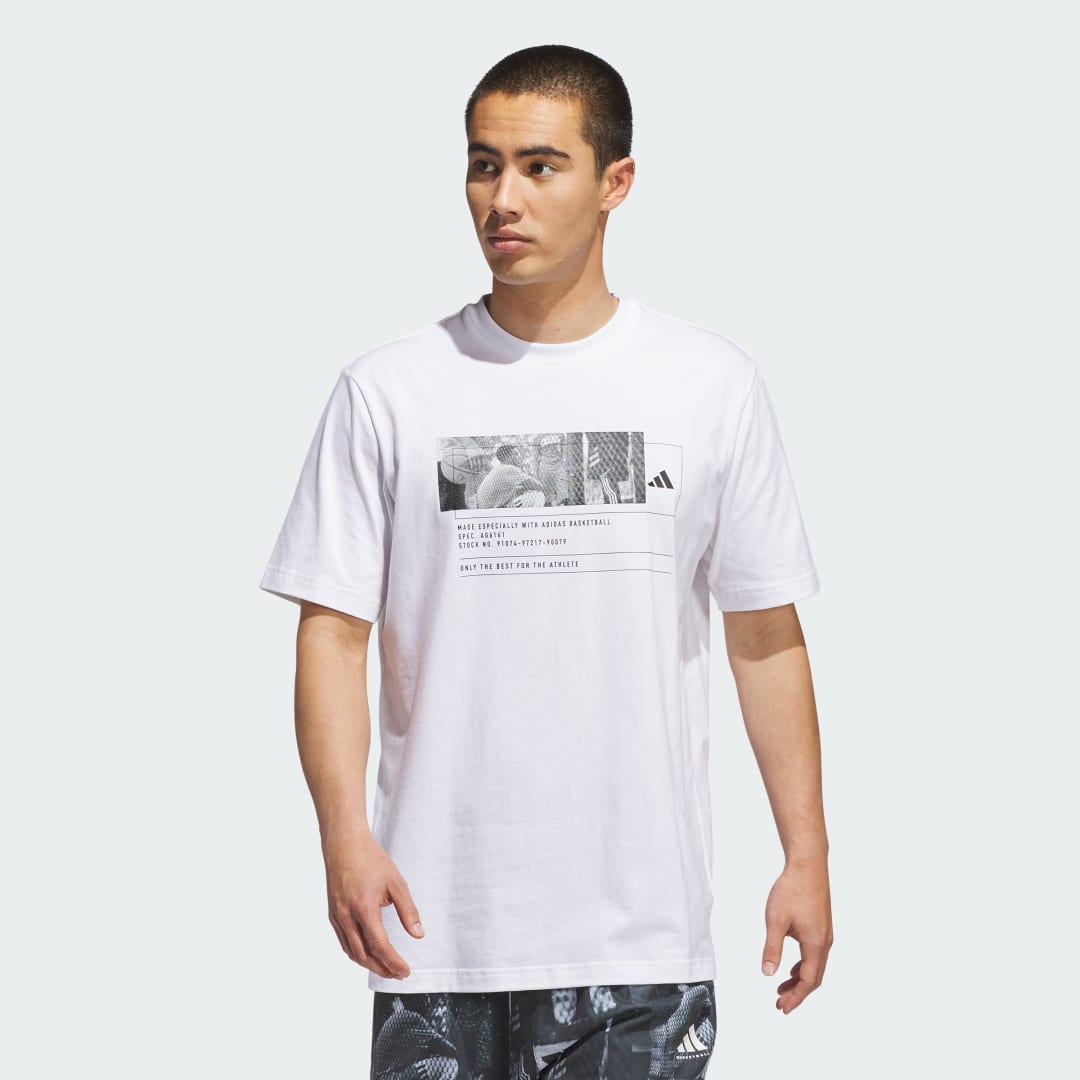 Tričko adidas Performance Basketball Graphic T-Shirt Biela | JV8299, 0