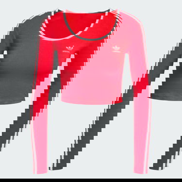 Crop Top adidas Performance Adicolor 3-Stripes Crop Long Sleeve Top Červená | JD4626, 3