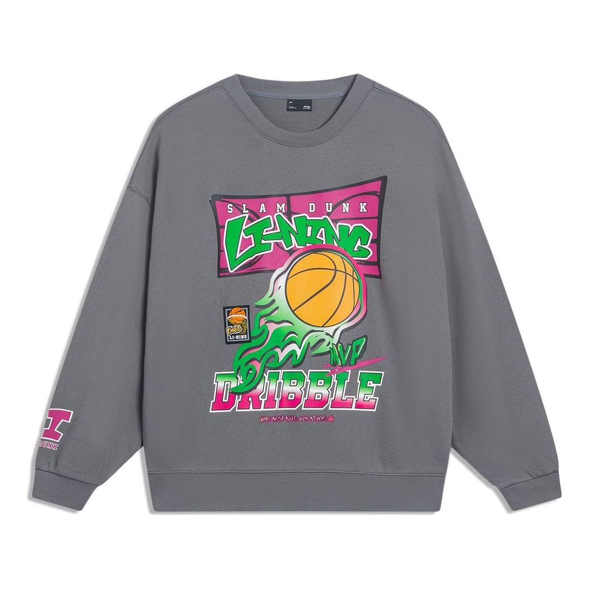 Mikina Li-Ning Hoops Cartoon Graphic Sweatshirt Šedá | AWDT553-3, 0