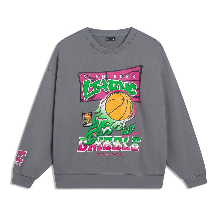 Mikina Li-Ning Hoops Cartoon Graphic Sweatshirt Šedá | AWDT553-3