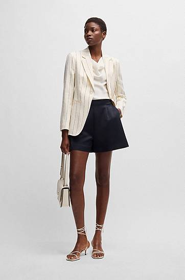 Tielko BOSS Stretch Silk Cowl Neck Sleeveless Blouse Biela | 50537652, 1