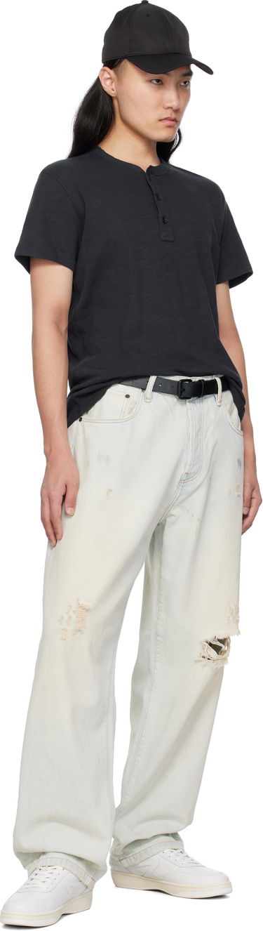 Tričko rag & bone Rag & Bone Classic Cotton Henley T-Shirt Čierna | M000T906G, 3