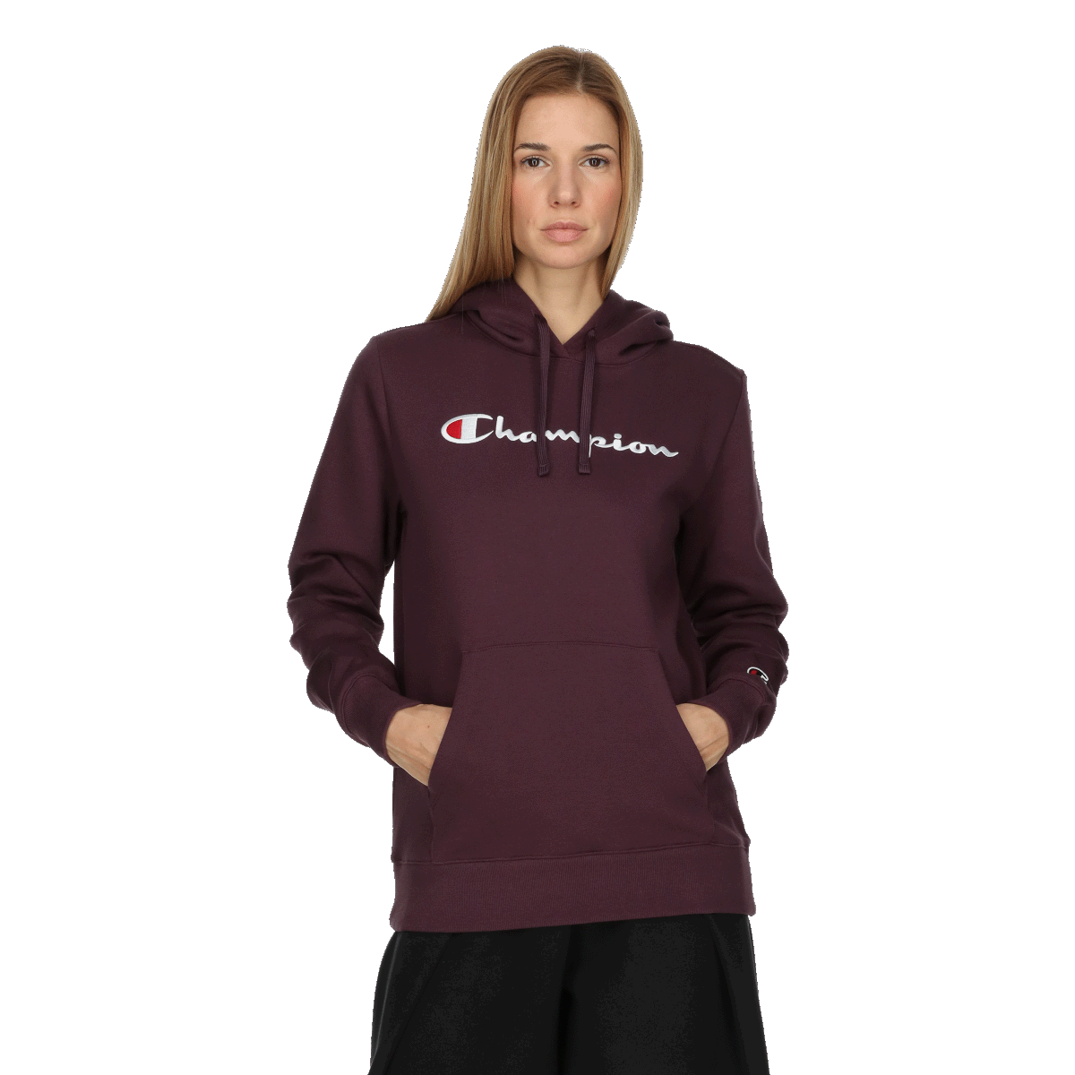 Mikina Champion Drawstring Pullover Hoodie with Kangaroo Pocket Vínová | 117529-VS503, 0