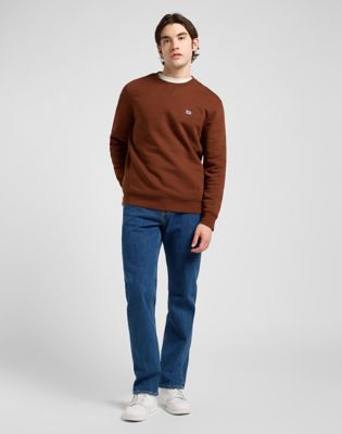 Mikina Lee Regular Patch Crew Sweatshirt Luxe Hnedá | 112371910, 1