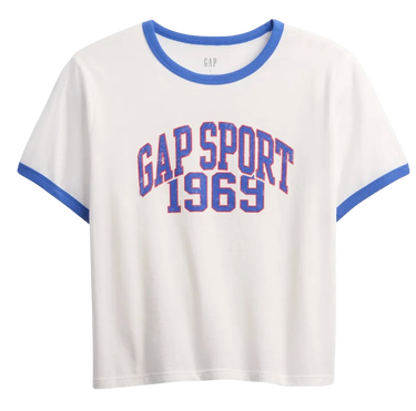 Crop Top GAP Ringer Crop T-Shirt Sport 1969 Biela | 781556-01, 4