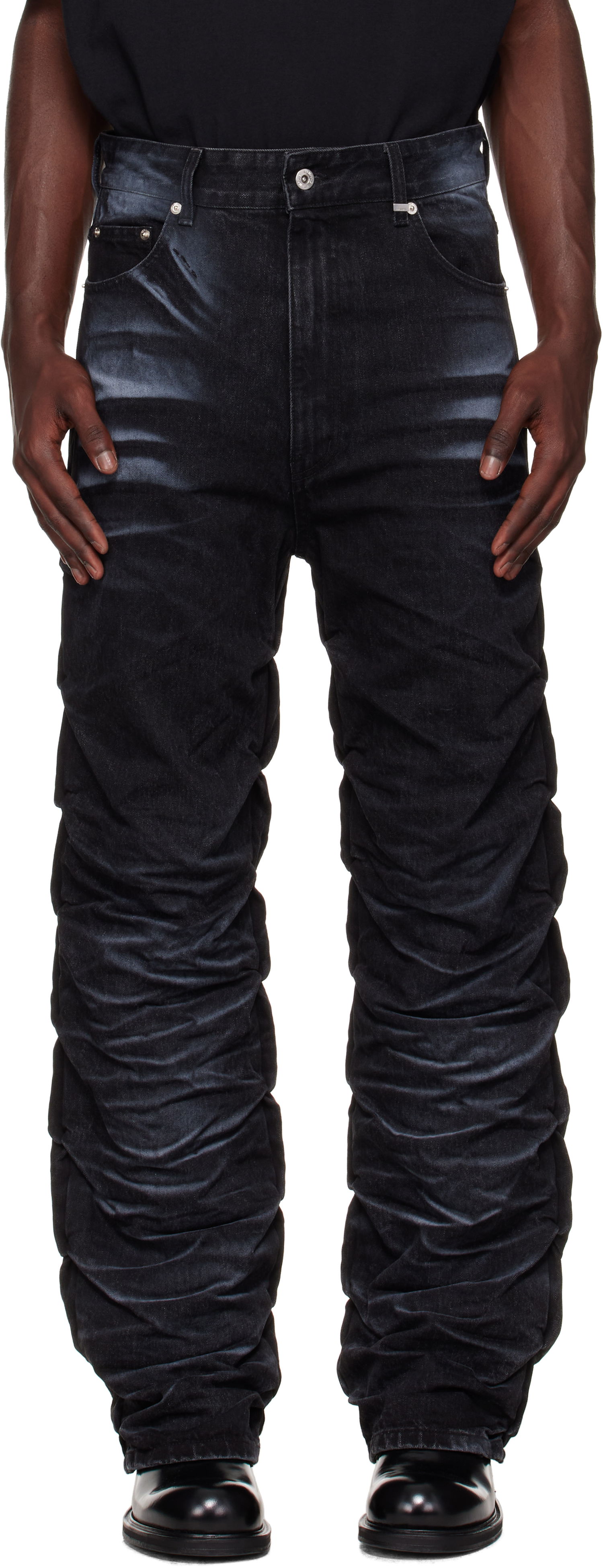 Džínsy We11done We11done Textured Fold Jeans Čierna | WD-DP2-25-356-M-BK, 0
