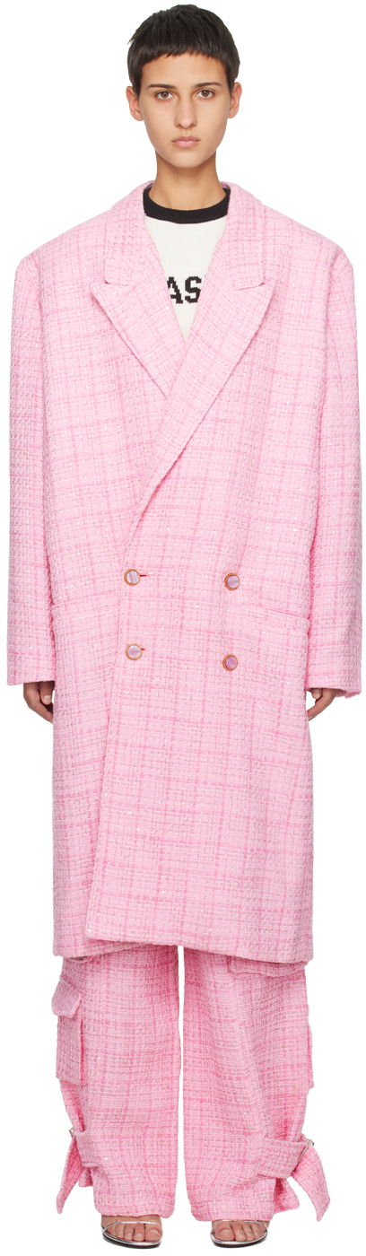 Kabáty GCDS Double-Breasted Coat Ružová | FW23M160534