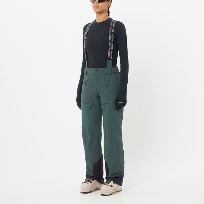 Nohavice Salomon Spectral Technical Ski Pants with Suspenders Zelené | LC2638100, 0