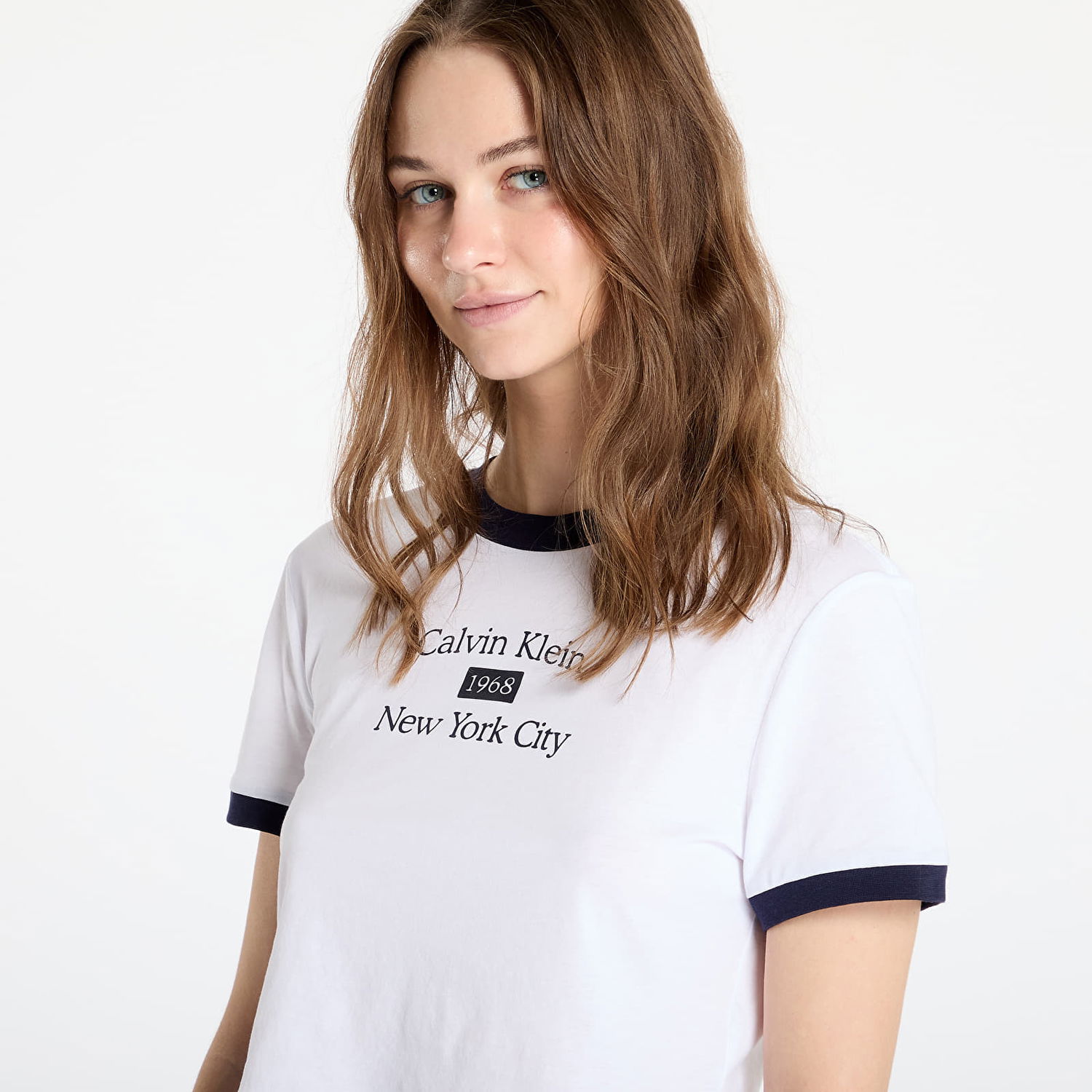 Crop Top CALVIN KLEIN Calvin Klein Jeans Drapey Jersey Crop T-Shirt Biela | LV047B808G VVD, 1