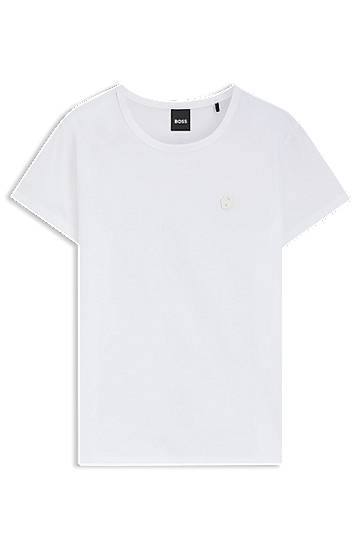 Tričko BOSS BOSS Slim-Fit Mercerized Cotton Tee with Double B Monogram Biela | 50545671, 1