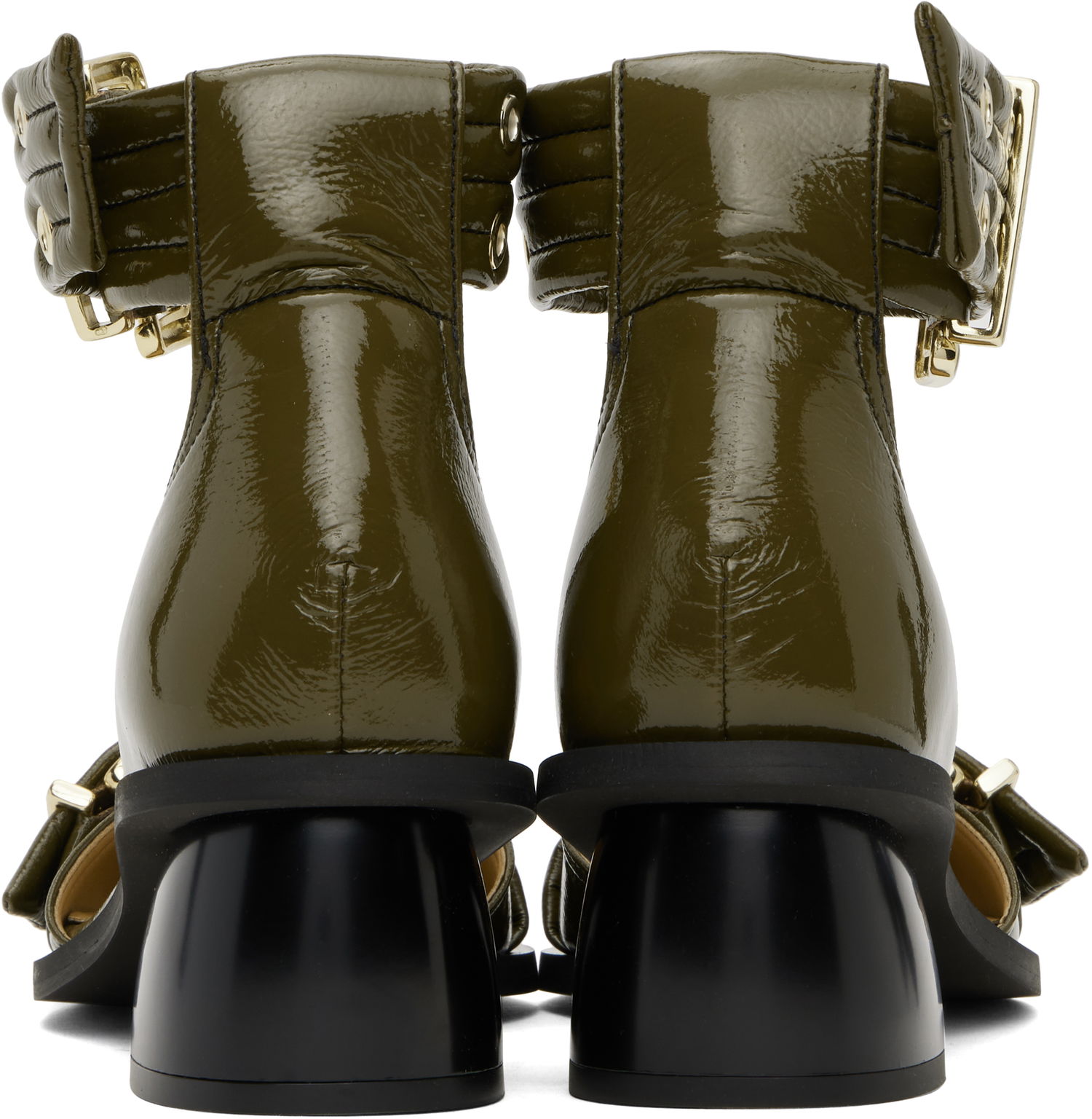 Tenisky a topánky GANNI GANNI Buckle Open Cut Heels Zelené | S2868, 1