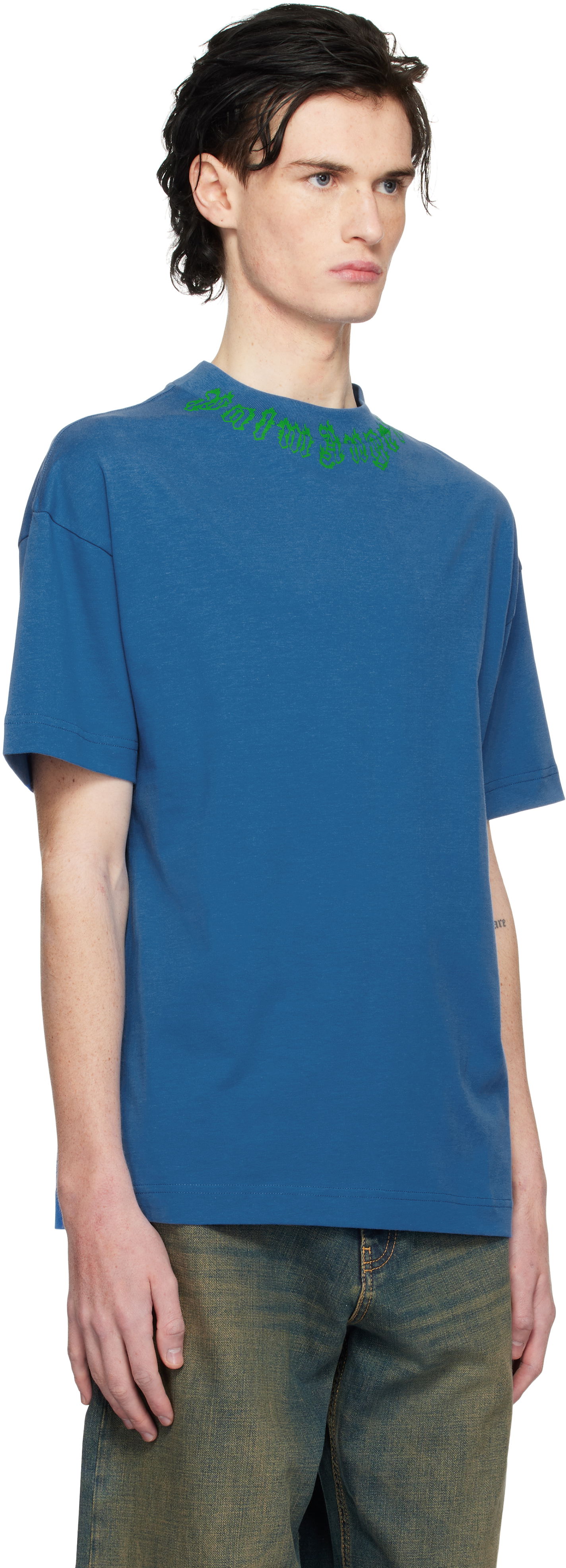 Tričko Palm Angels Flame Logo Graphic T-Shirt Modrá | PMAA001S25JER0024555, 1