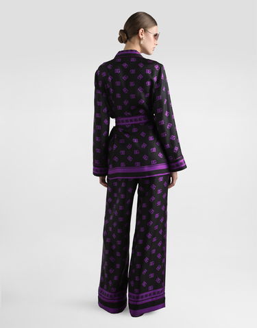 Nohavice Dolce & Gabbana Dolce & Gabbana Silk Vanity Pants with DG Logo Print Čierna | FTAMPTHI1Z7HN9BP, 2