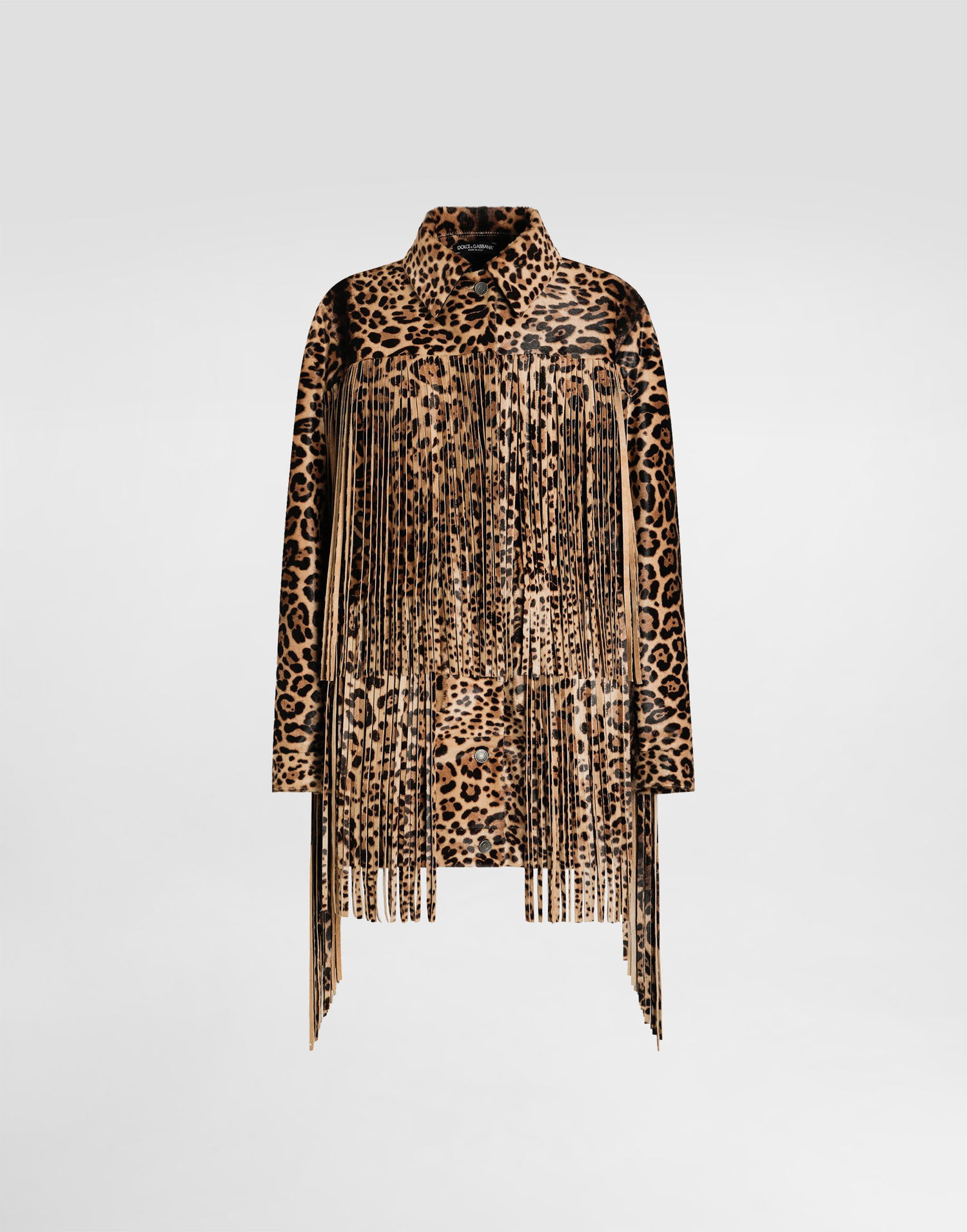 Bunda Dolce & Gabbana Dolce & Gabbana Leopard-Print Fringed Jacket Hnedá | F9T45LHULXRS9001, 0