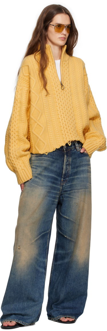 Sveter Martine Rose Martine Rose Cropped Cable Knit Half-Zip Sweater Žltá | 972YA18721, 3
