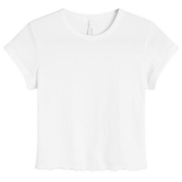 Tričko SKIMS Drop Needle Pointelle Baby T-Shirt, Size Large Biela | ST-STT-8463-SNO, 1
