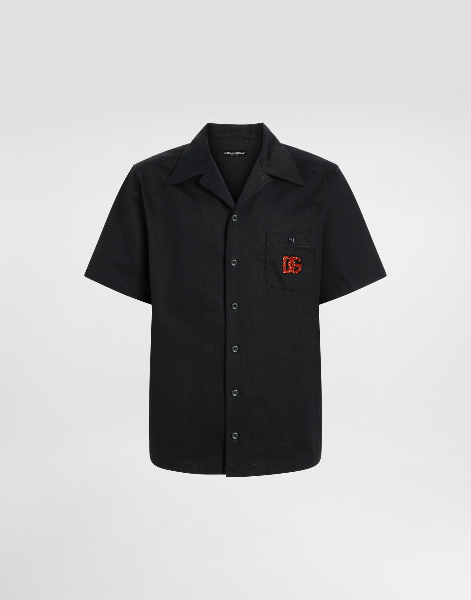 Košeľa Dolce & Gabbana Dolce & Gabbana Hawaiian Shirt with DG Logo Embroidery Čierna | G5JH9ZGJ371N0000, 0