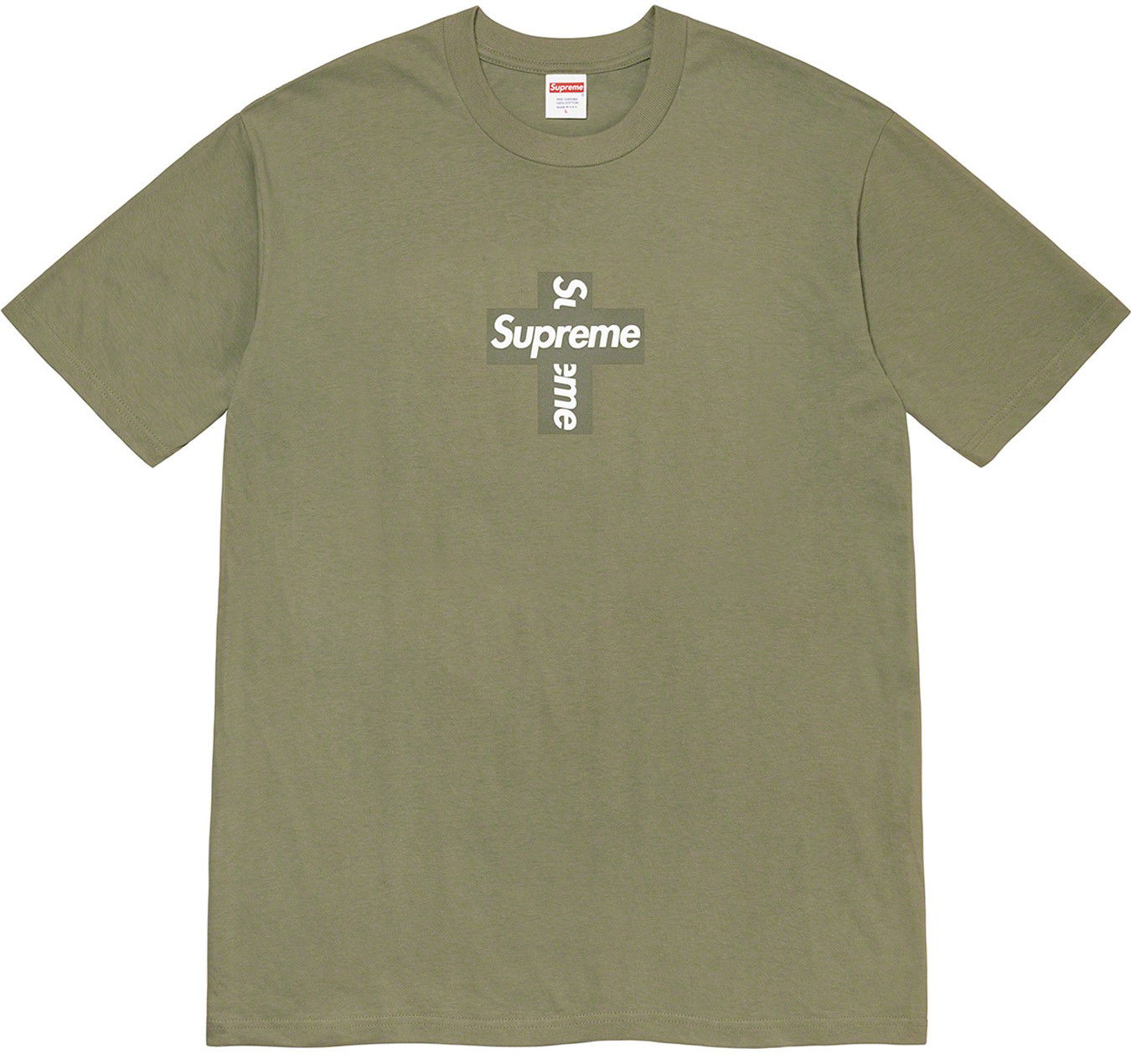 Tričko Supreme Supreme Cross Box Logo T-Shirt Size S Zelené | FW20T25-LGHT OLV, 0
