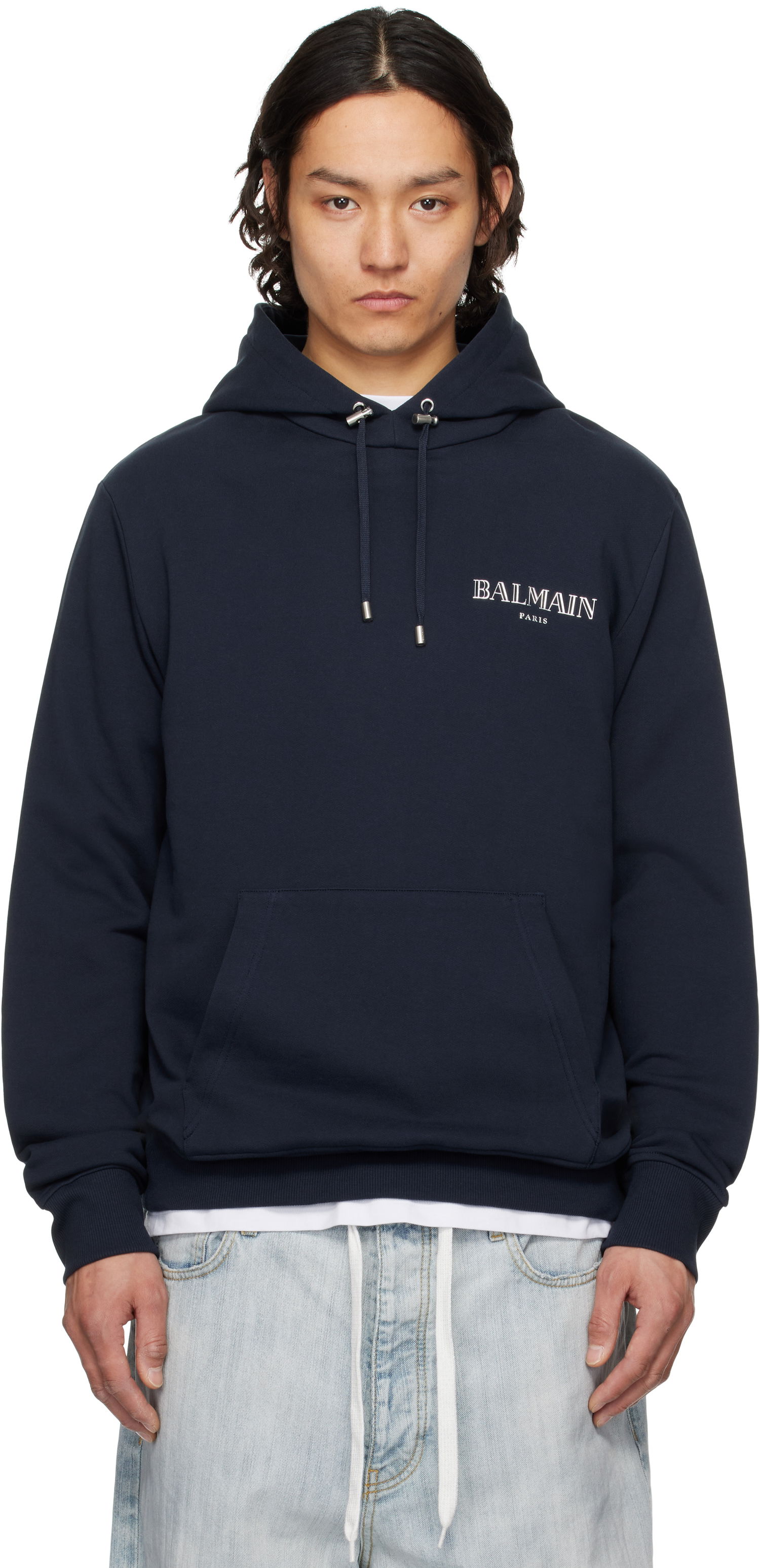 Mikina Balmain Balmain Vintage Gel Hoodie Navy | EH0JT047BC98, 0