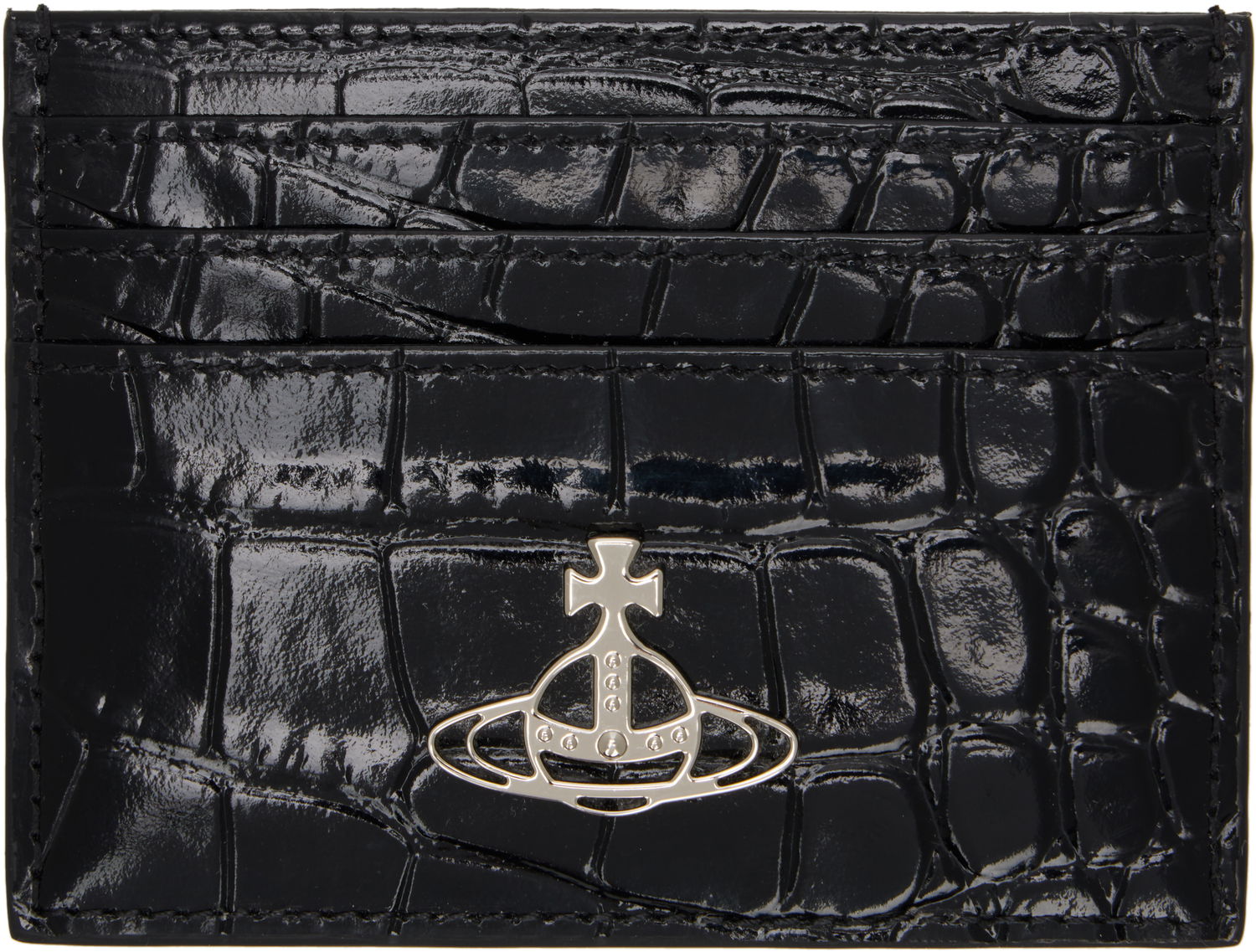 Peňaženka Vivienne Westwood Vivienne Westwood Flat Card Holder with Embossed Crocodile Pattern and Orb Logo Čierna | 54030006W-L0098-, 0
