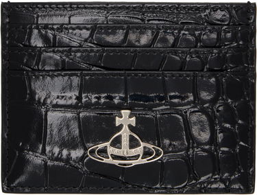 Peňaženka Vivienne Westwood Vivienne Westwood Flat Card Holder with Embossed Crocodile Pattern and Orb Logo Čierna | 54030006W-L0098-, 0