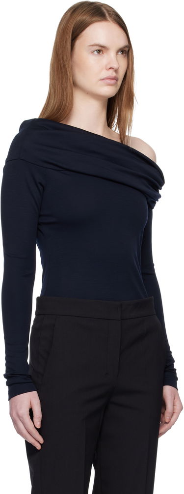Košeľa Max Mara Draped Off-Shoulder Long-Sleeve Blouse Navy | 2611941028600, 1