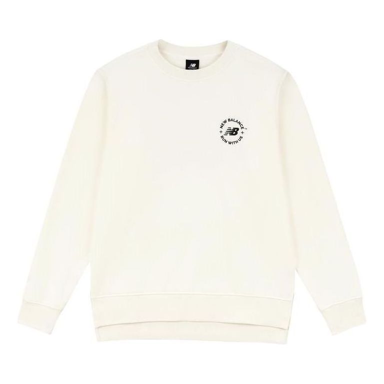 Sveter New Balance Logo Pullover Sweatshirt Biela | AMT33343-CIC