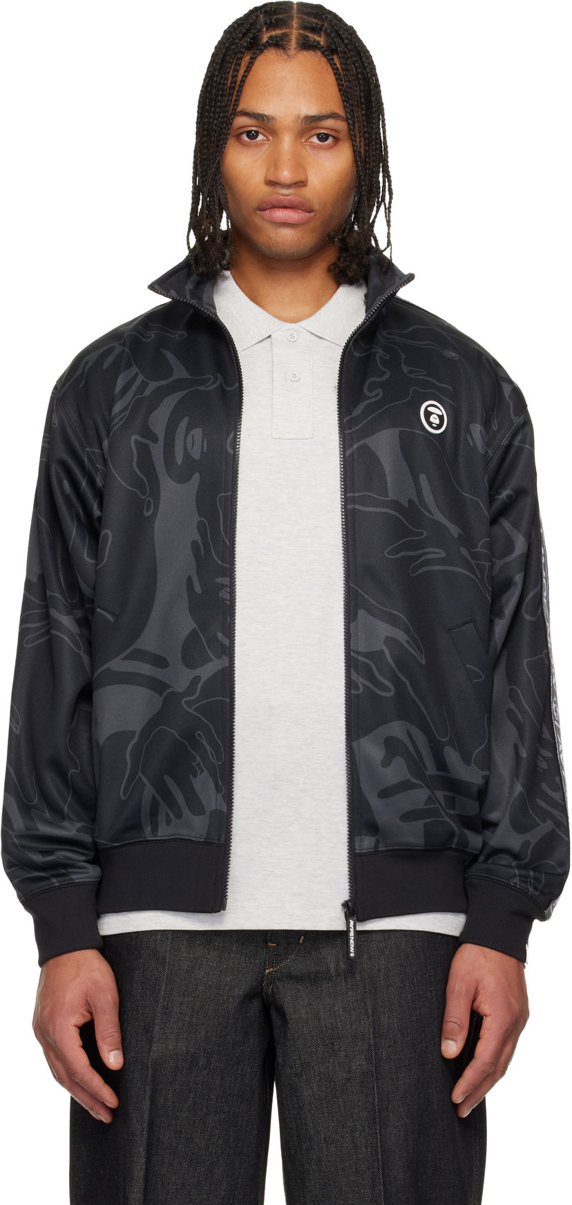 Bunda AAPE by A Bathing Ape AAPENOW Moonface Camo Zip-Up Track Jacket Čierna | AAPSWMC347XXPBKZ