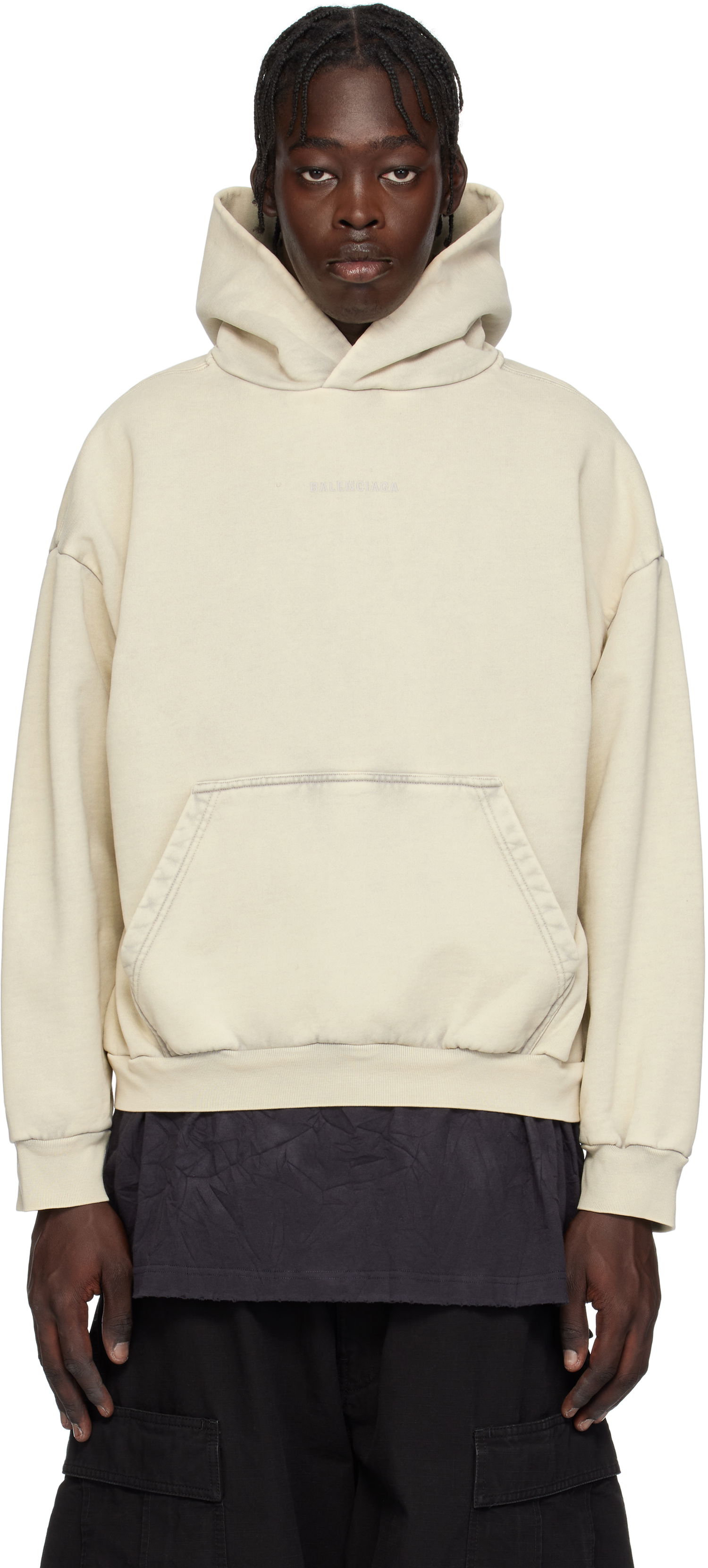Mikina Balenciaga Balenciaga Back Hoodie Béžová | 767877TRVJ39755, 0
