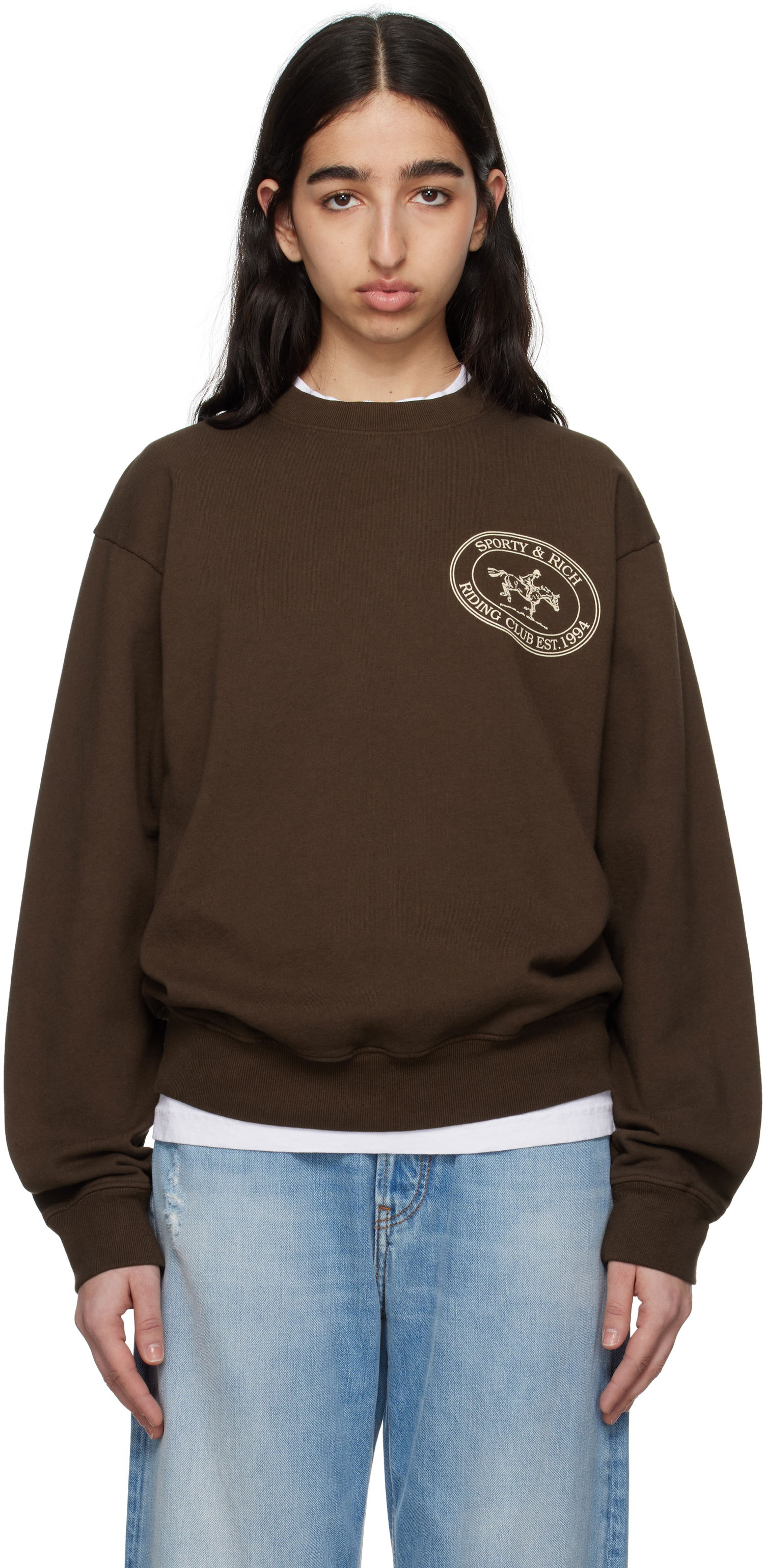 Sveter Sporty & Rich Sporty & Rich 'Riding Club' Sweatshirt Hnedá | ST071612244BR03, 0