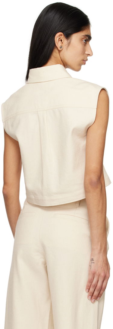 Košeľa Loulou de Saison Loulou de Saison Adora Cropped Sleeveless Shirt Biela | ADORA, 2