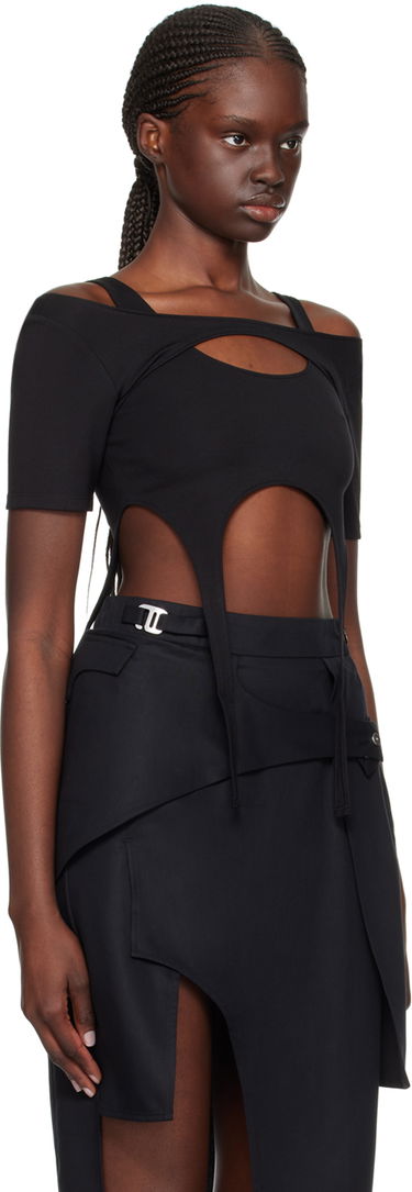 Crop Top HELIOT EMIL Harness Cutout T-Shirt Čierna | HE_W_13_042_BLK01, 4