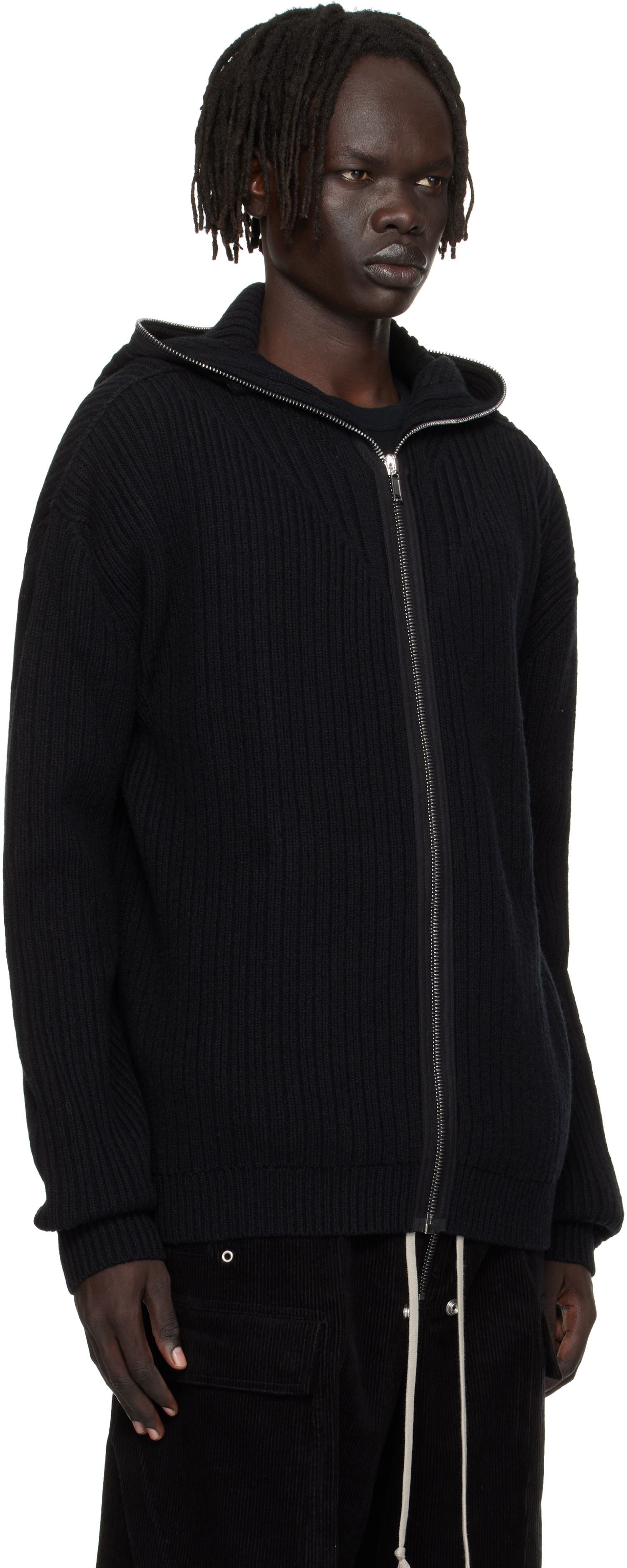 Mikina Rick Owens Rick Owens Concordians Zipped Knit Hoodie Čierna | RU02E1647 KWV, 1