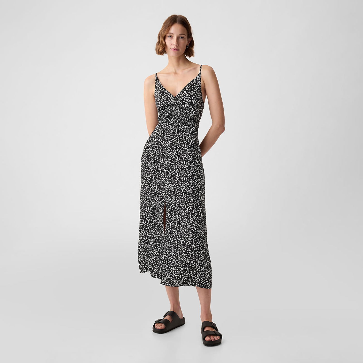 Šaty GAP Dresses Strappy Back Maxi Slip Dress Black Ditsy Floral Čierna | 880265-00, 0