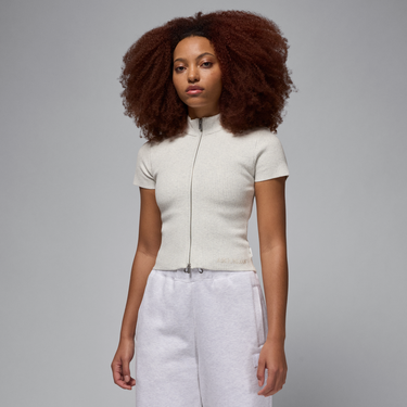 Crop Top Jordan Air Jordan Knit Mock Neck Zip Top Biela | HF9438-133, 0