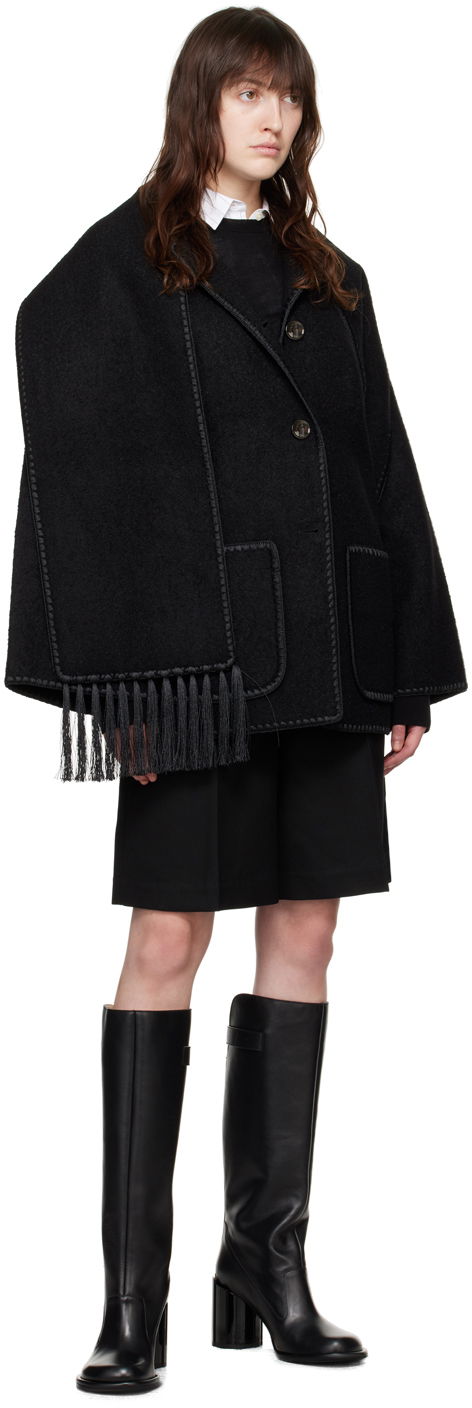 TOTEME Embroidered Hooded Jacket with Fringed Scarf
