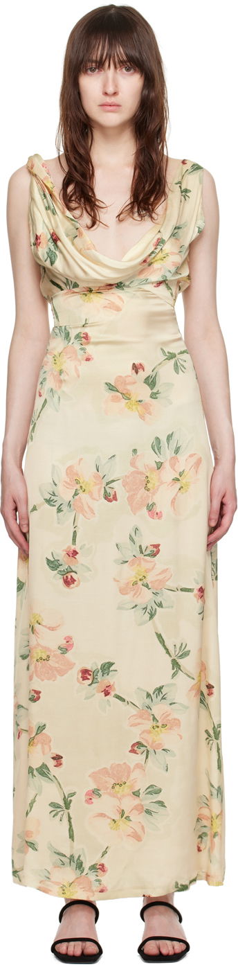 Šaty TOTEME TOTEME Women's Floral Print Twist Maxi Dress Béžová | 243-WRD1924-FB0220, 0