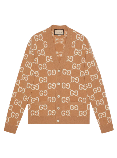 Sveter Gucci GG Wool Jacquard V-Neck Cardigan Béžová | 694758 XKCC5 2296