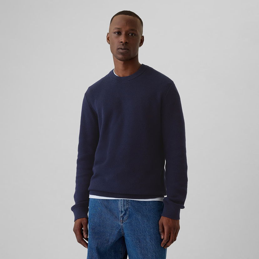 Sveter GAP Sweater Crew Texture Navy Uniform L Modrá | 521720-03