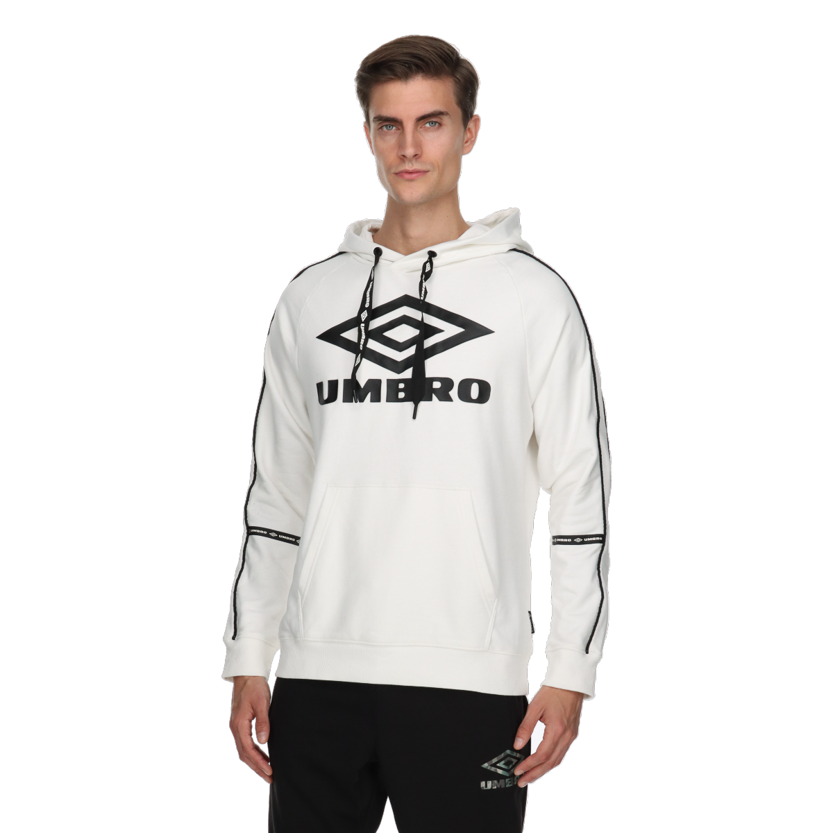 Mikina Umbro Retro Hoodie with Logo and Sleeve Taping Biela | UMA231M605-11, 0