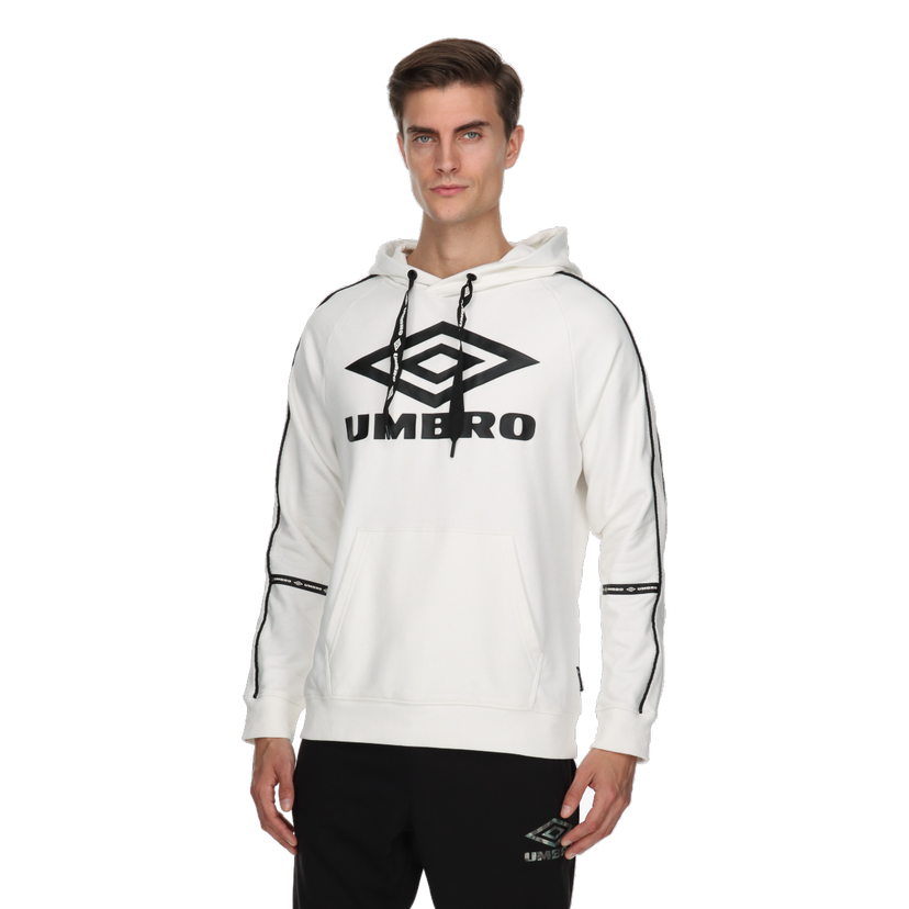 Mikina Umbro Retro Hoodie with Logo and Sleeve Taping Biela | UMA231M605-11