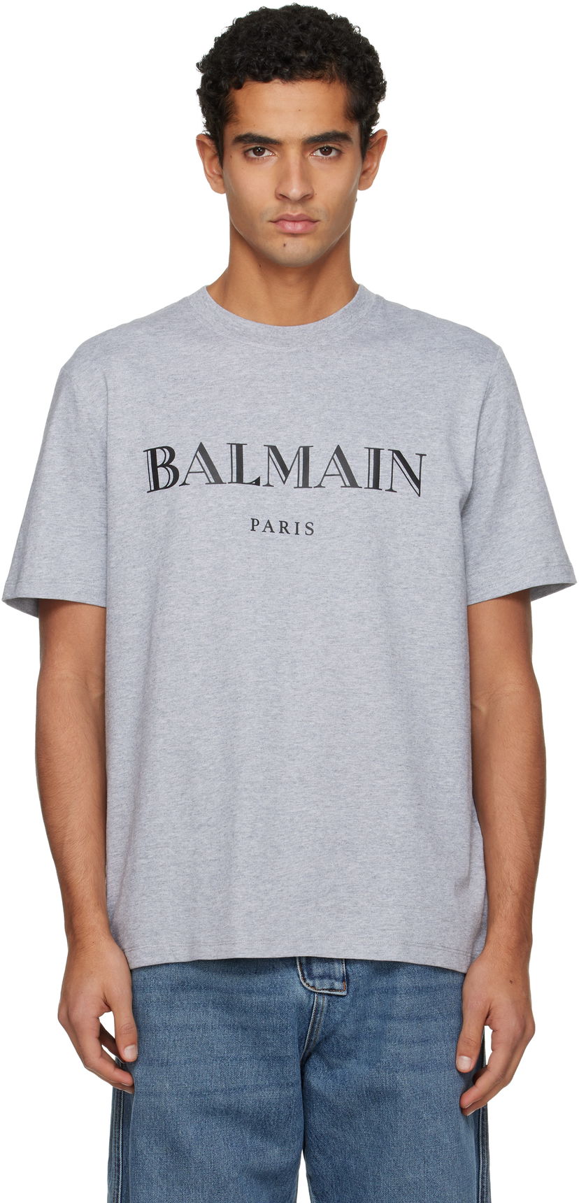 Tričko Balmain Balmain Paris Print Short-Sleeve T-Shirt Šedá | FH2EG000BD33