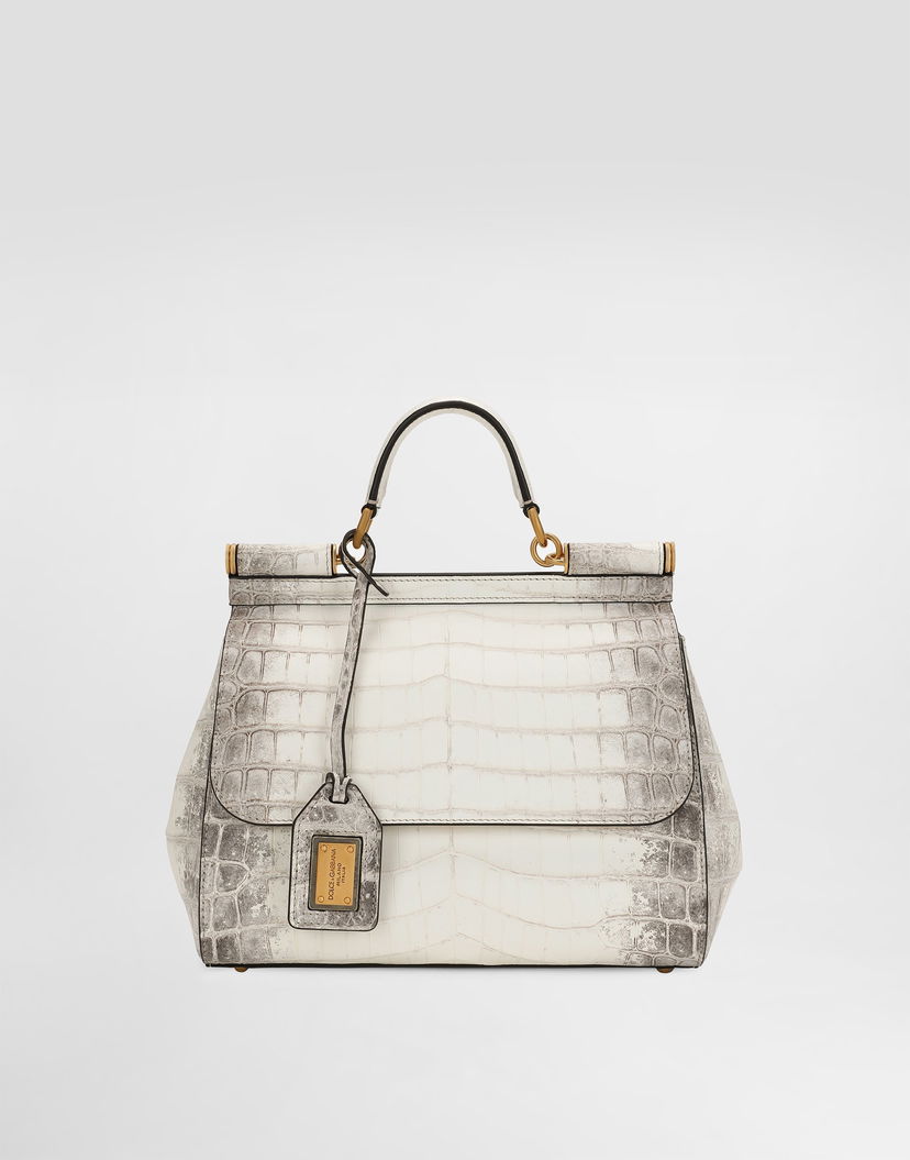 Kabelka Dolce & Gabbana Dolce & Gabbana Sicily Large Crocodile Leather Handbag Biela | BB6002B2EM180001