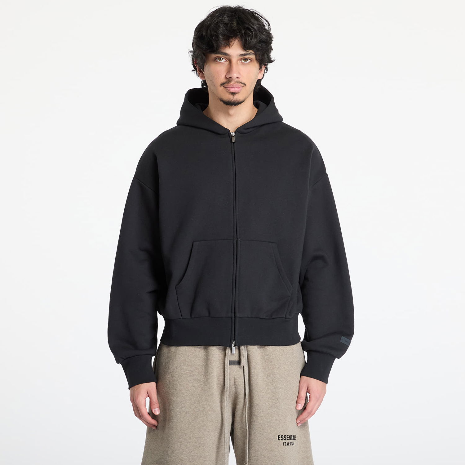 Mikina Fear of God Fear of God Essentials Classic Fit Fleece Zip Up Hoodie Čierna | 192AS254780F-861, 0