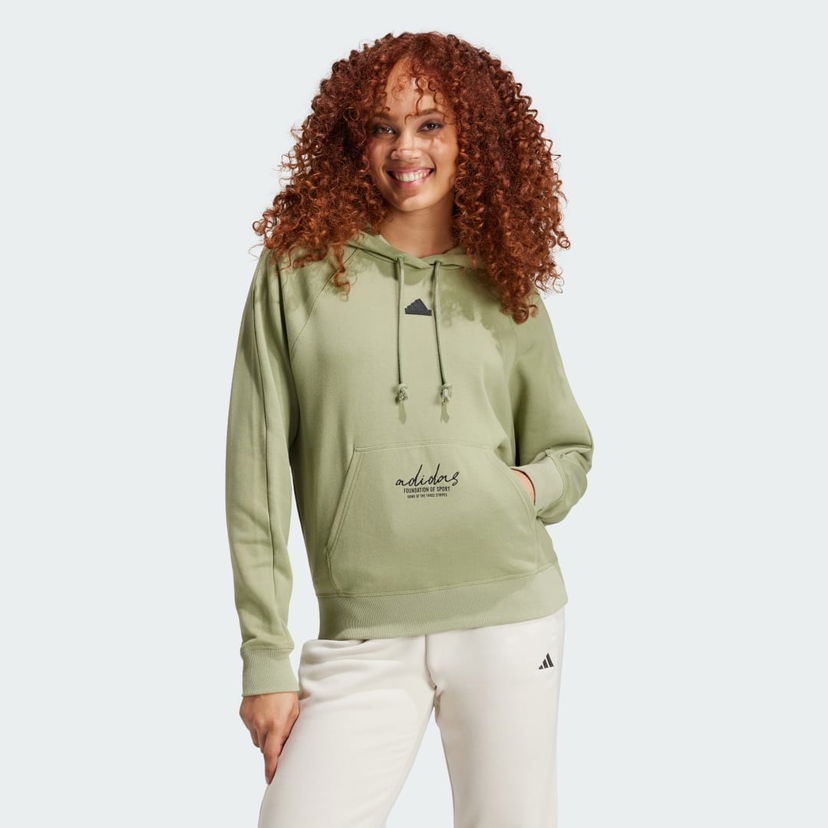 Mikina adidas Performance Signature Graphic Embroidery Loose Hoodie Zelené | JI6519