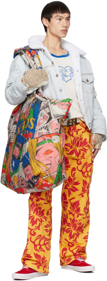 Cargo nohavice ERL Embroidered Floral Print Cargo Pants Žltá | ERL06P001, 3